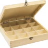BOITE RANGEMENT BOIS 16 COMPARTIMENTS 25 X 25 X 6.5 CM