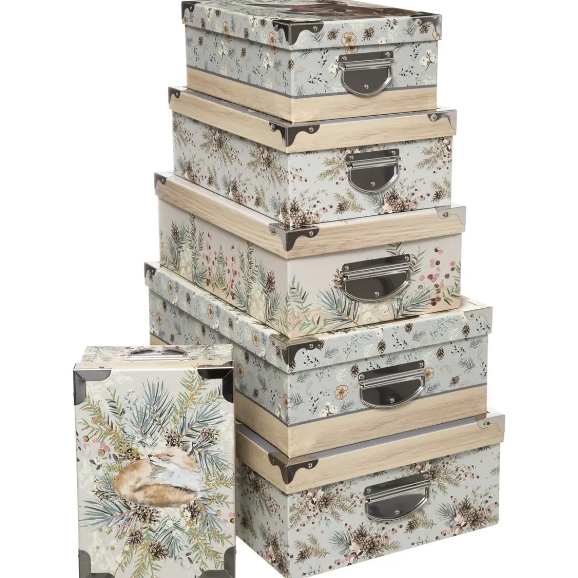 BOITE RECTANGLE CERF NEIGE D.44X31X15CM