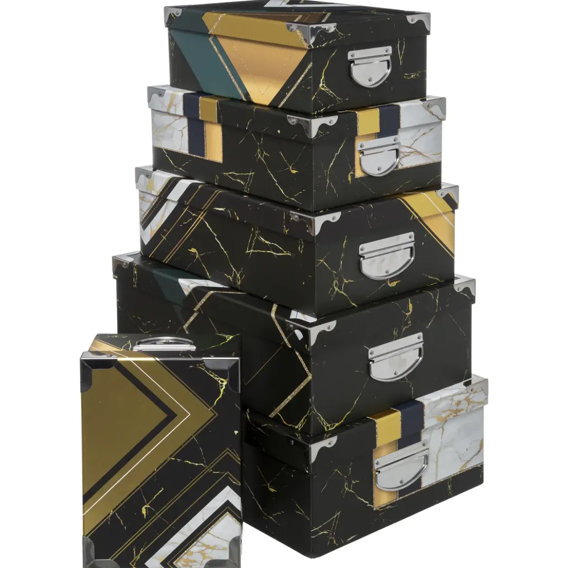 BOITE RECTANGLE GEOMETRIQUE NOIR D.40X26.5X13.8CM