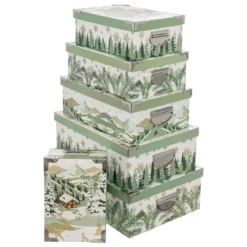 BOITE RECTANGLE GIVRE D HIVER D.48X33.5X16CM