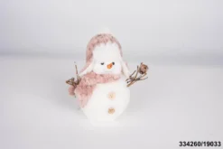 BONHOMME DE NEIGE POLYSTYRENE ROSE BLANC H.16CM
