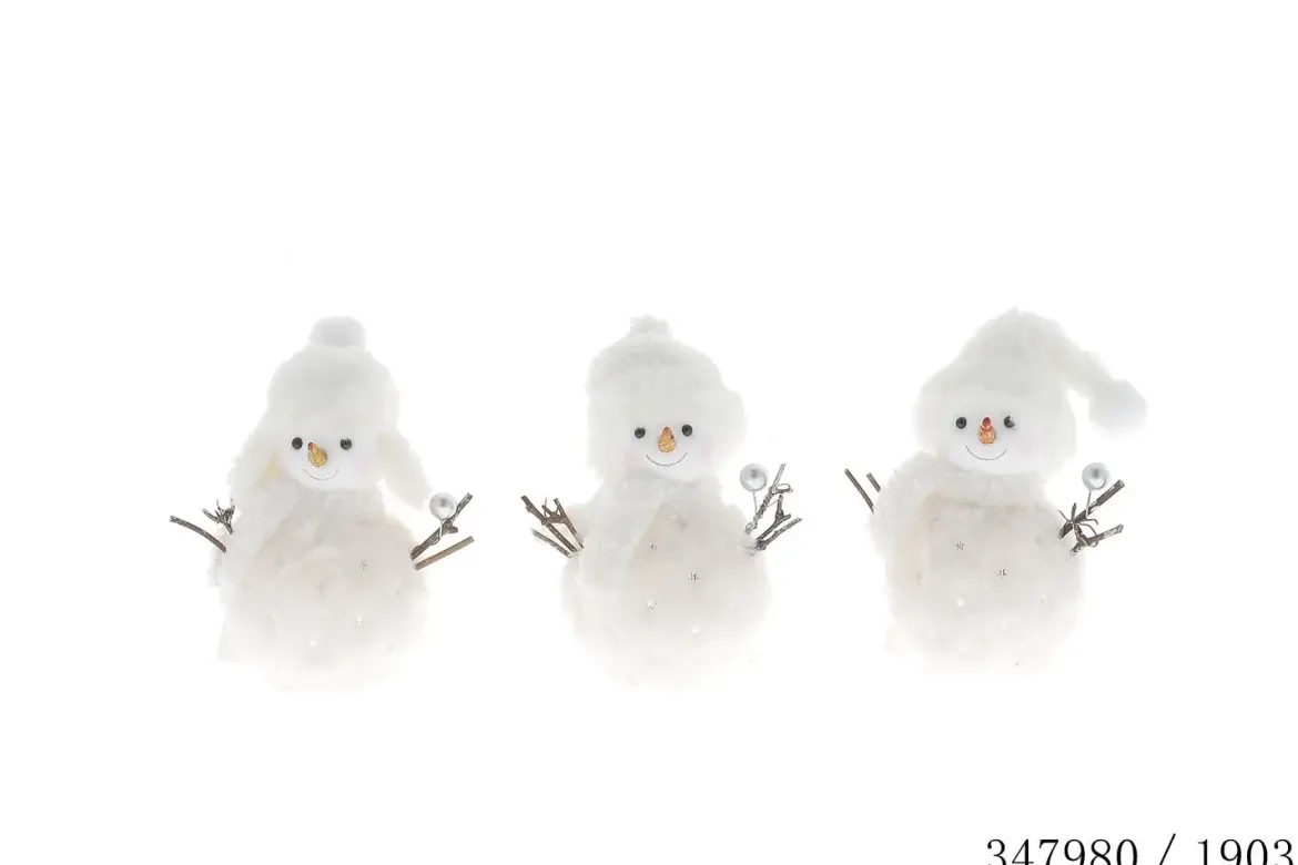 BONHOMME NEIGE FOURRURE BLANCHE 7X7X15.5CM