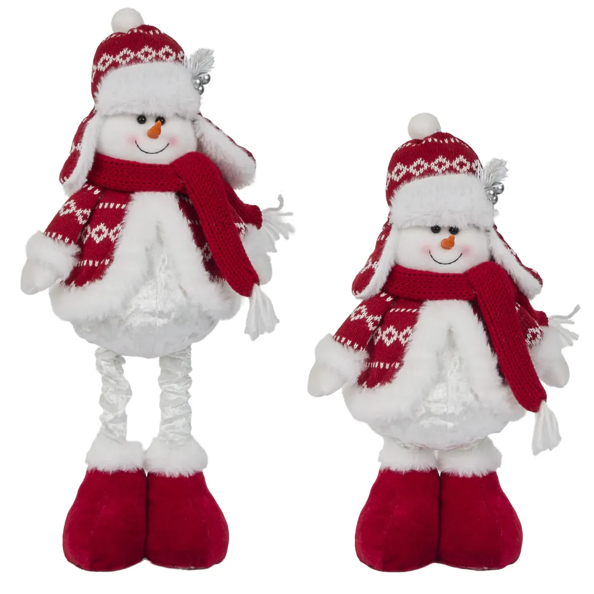 BONHOMME NEIGE JAMBES EXTENSIBLES ROUGE ET BLANC H.44 CM