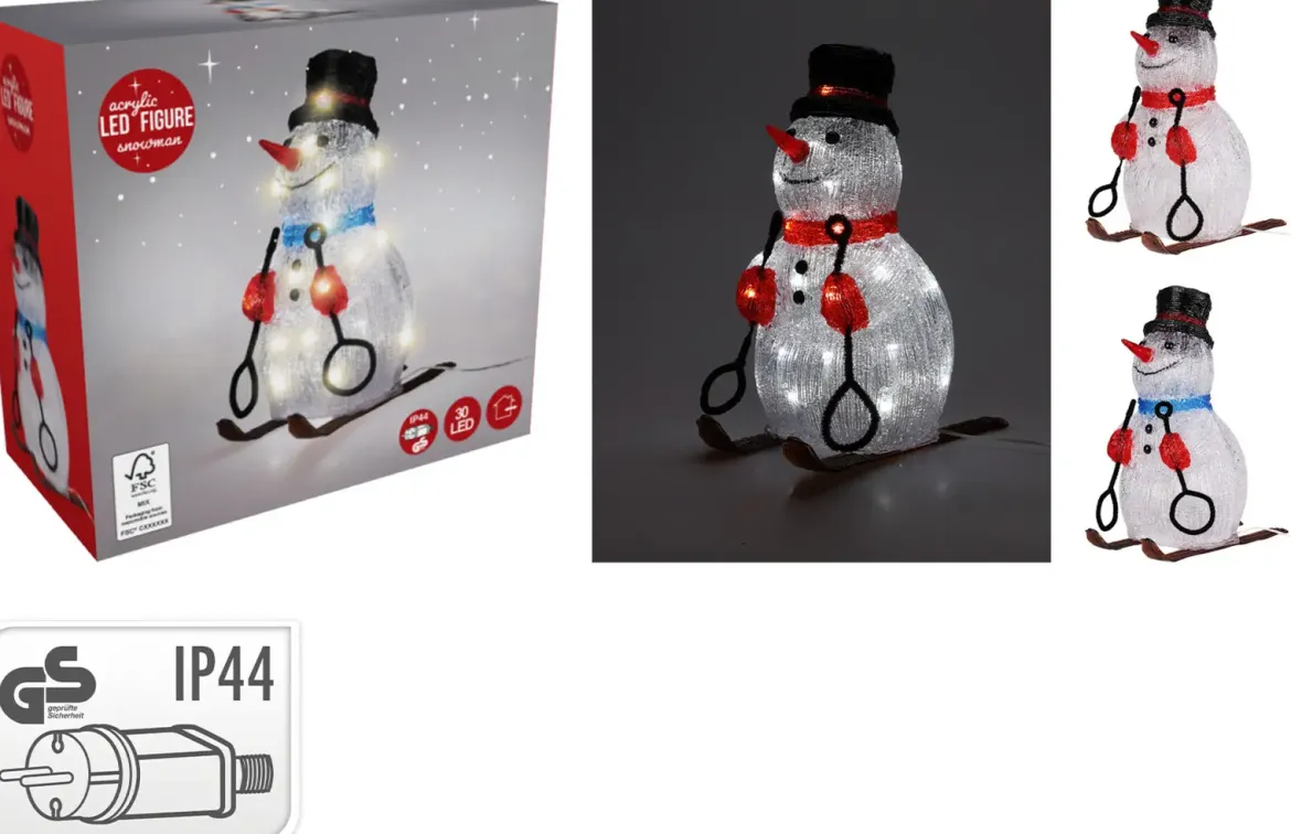 BONHOMME NEIGE SKI ACRYLIQUE 31CM