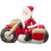 BOUGEOIR BONHOMME NOEL SUR MOTO EN CERAMIQUE 15X10X14CM