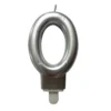 BOUGIE ANNIVERSAIRE CHIFFRE 0 H.7.5CM ARGENT