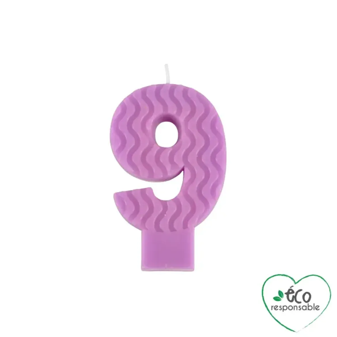 BOUGIE ANNIVERSAIRE CHIFFRE 9 CIRE D ABEILLE H.8CM VIOLET