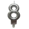 BOUGIE ANNIVERSAIRE CHIFFRE 8 H.7.5CM ARGENT