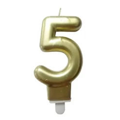 BOUGIE ANNIVERSAIRE CHIFFRE 5 H.7.5CM OR