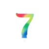 BOUGIE ANNIVERSAIRE CHIFFRE 7 AVEC SUPPORT H.9CM ARC EN CIEL