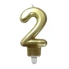 BOUGIE ANNIVERSAIRE CHIFFRE 2 H.7.5CM OR