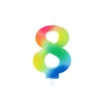 BOUGIE ANNIVERSAIRE CHIFFRE 8 AVEC SUPPORT H.9CM ARC EN CIEL