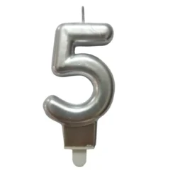 BOUGIE ANNIVERSAIRE CHIFFRE 5 H.7.5CM ARGENT