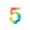 BOUGIE ANNIVERSAIRE CHIFFRE 5 AVEC SUPPORT H.9CM ARC EN CIEL
