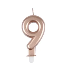 BOUGIE ANNIVERSAIRE CHIFFRE 9 H.75CM ROSE GOLD