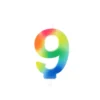BOUGIE ANNIVERSAIRE CHIFFRE 9 AVEC SUPPORT H.9CM ARC EN CIEL