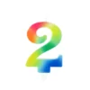 BOUGIE ANNIVERSAIRE CHIFFRE 2 AVEC SUPPORT H.9CM ARC EN CIEL