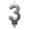 BOUGIE ANNIVERSAIRE CHIFFRE 3 H.7.5CM ARGENT