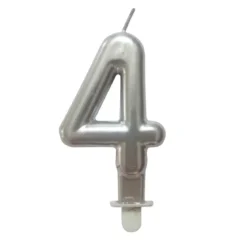 BOUGIE ANNIVERSAIRE CHIFFRE 4 H.7.5CM ARGENT