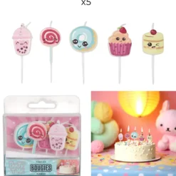 BOUGIE ANNIVERSAIRE KAWAII X5
