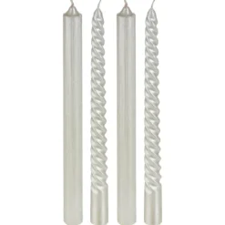 BOUGIE BATON X4 PIECES PAILLETTE TWIST BLANC 48G
