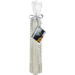 BOUGIE BATON X4 PIECES PAILLETTE TWIST BLANC 48G