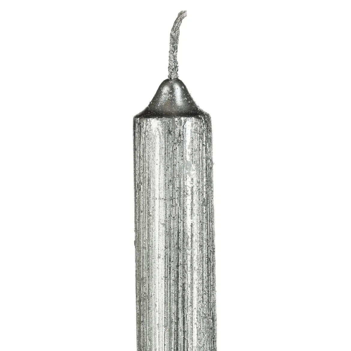 BOUGIE BATON X4 PIECES PAILLETTE TWIST ARGENT 48G