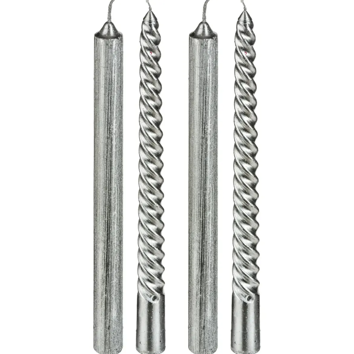 BOUGIE BATON X4 PIECES PAILLETTE TWIST ARGENT 48G