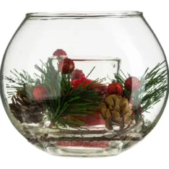 BOUGIE BOULE VERRE ET DECO 61G
