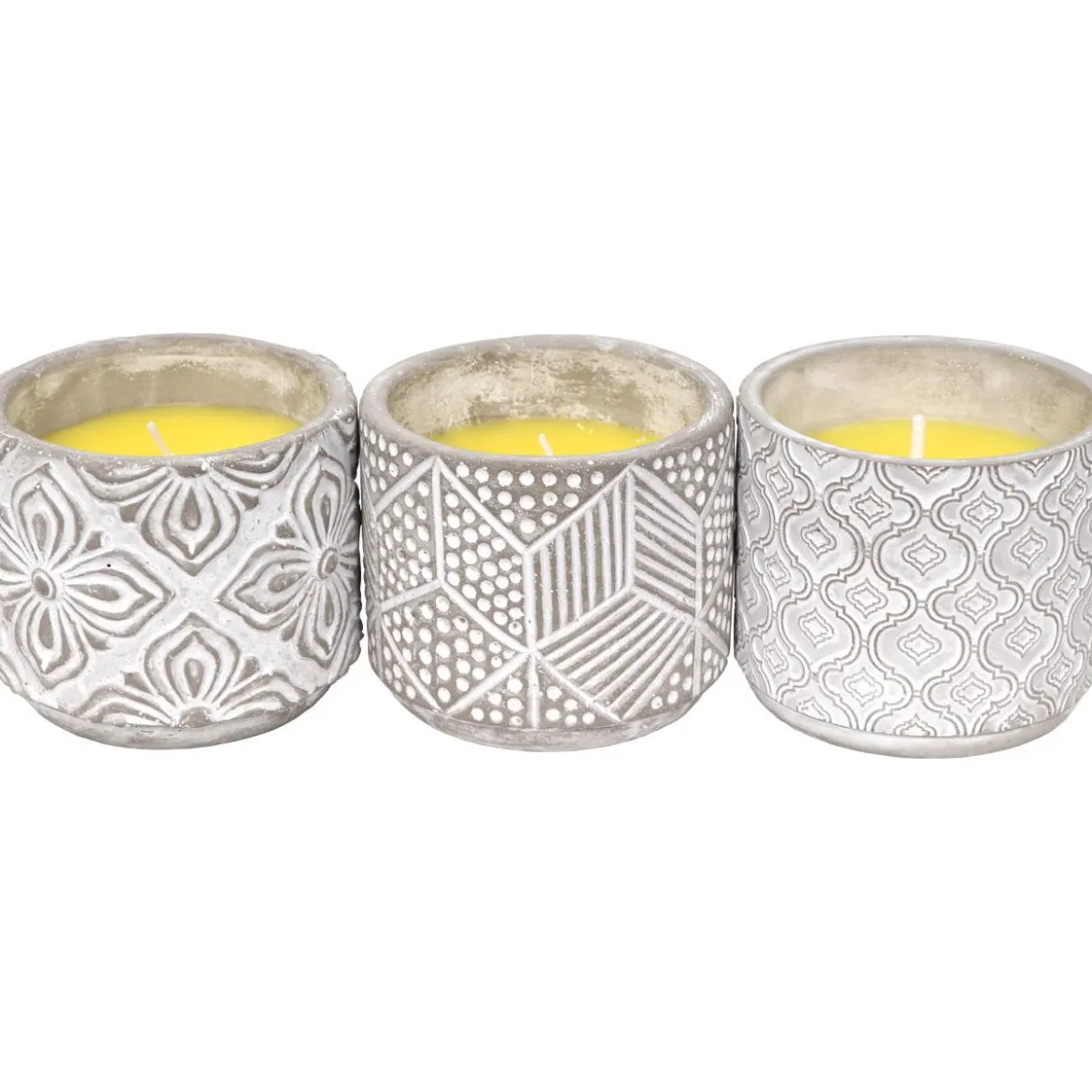 BOUGIE CITRONNELLE POT CIMENT ROMA MOTIFS