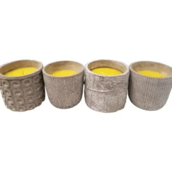 BOUGIE CITRONNELLE POT CIMENT ROND 4 MOTIFS GRIS