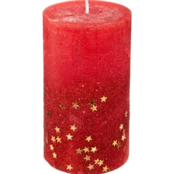 BOUGIE CYLINDRE PAILLETTE ROUGE 340G