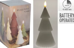 BOUGIE LED SAPIN D.11CM BLANC