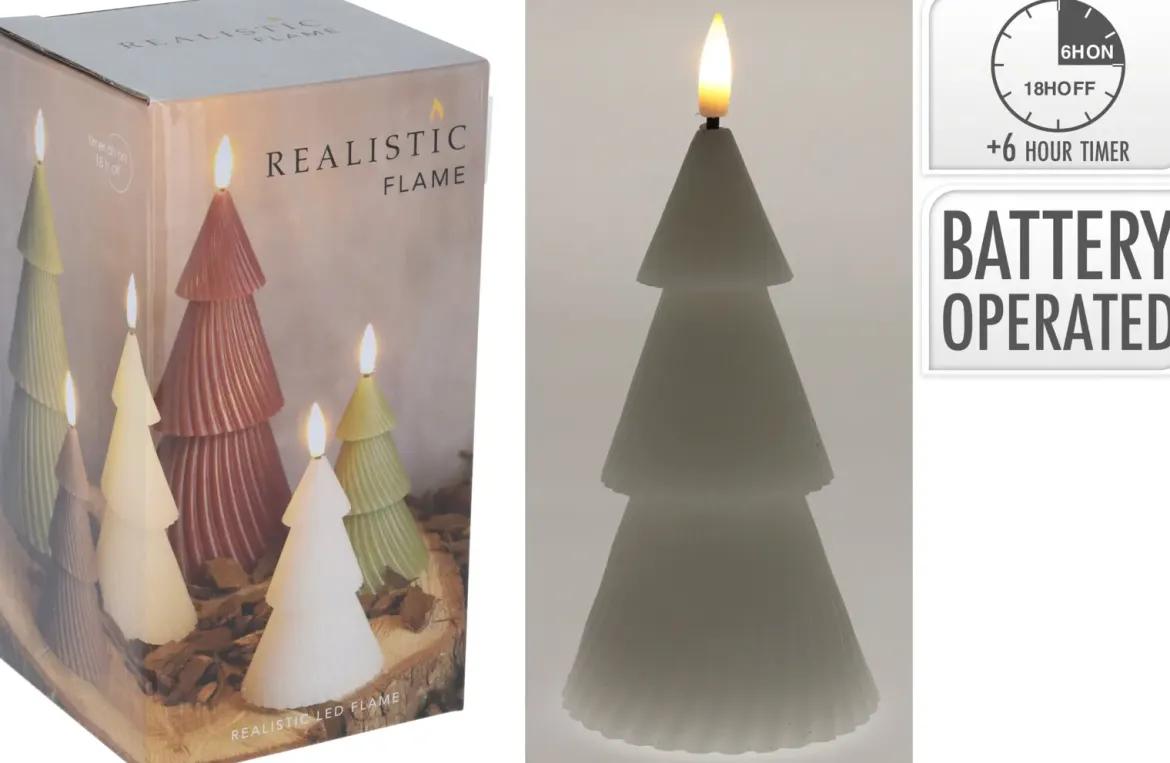 BOUGIE LED SAPIN D.11CM BLANC