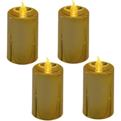 BOUGIE LED VOTIVE PAILLETTE METAL X4 PIECES OR