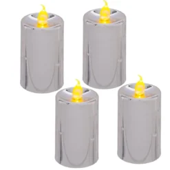 BOUGIE LED VOTIVE PAILLETTE METAL X4 PIECES ARGENT