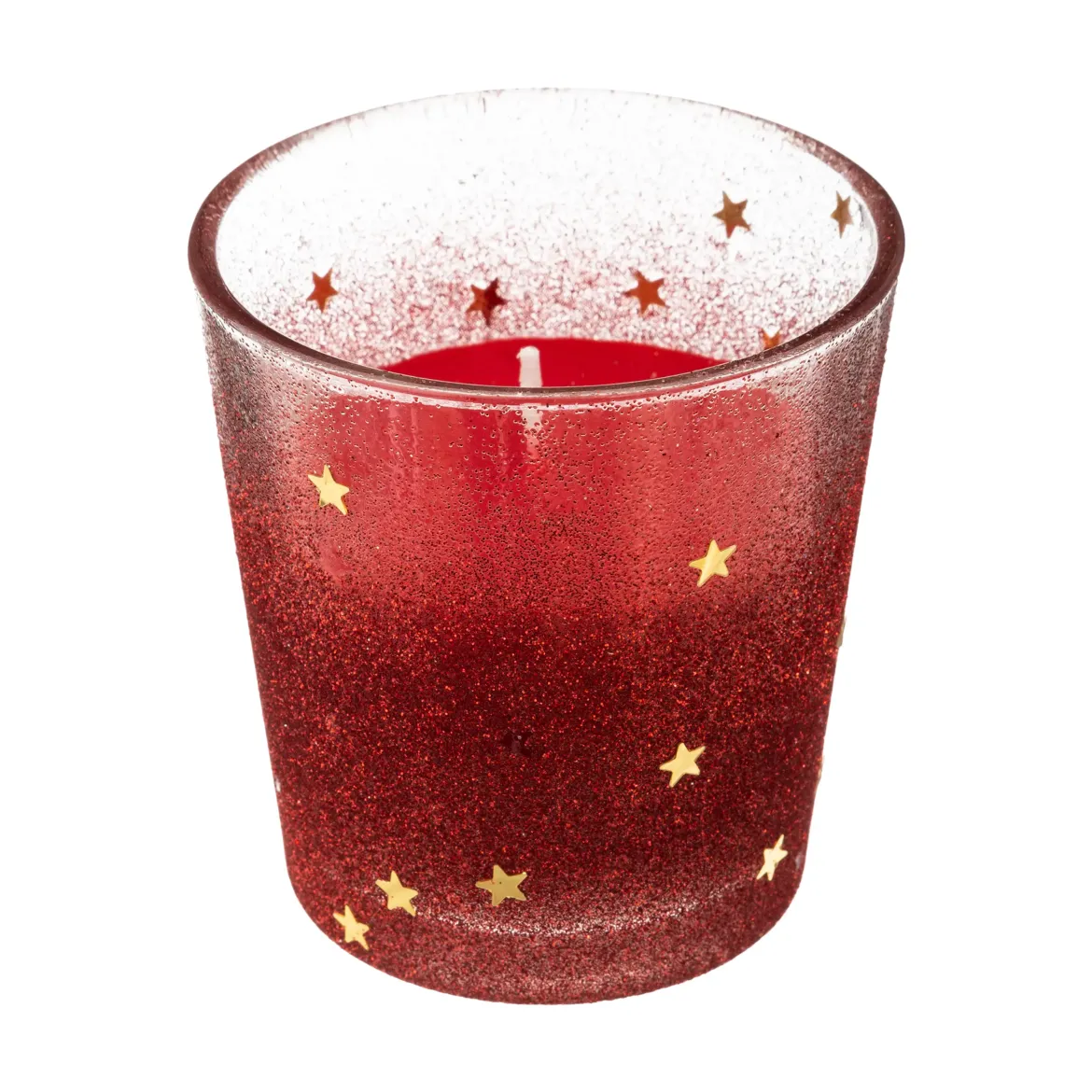 BOUGIE PHOTOPHORE VERRE H.8CM PAILLETTE ROUGE 90G