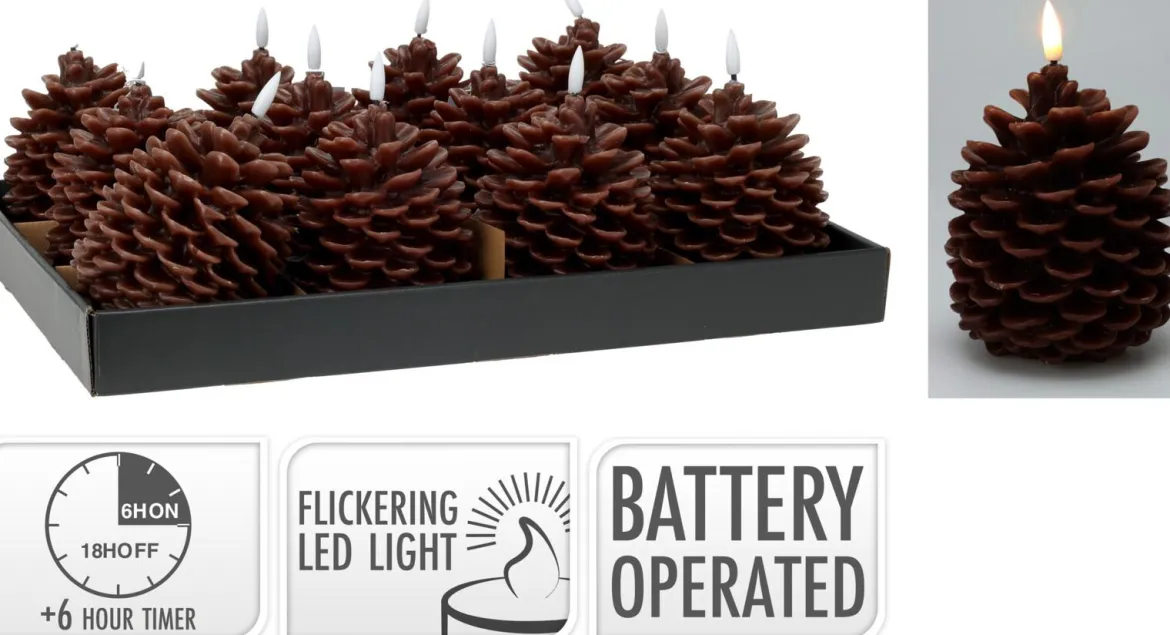 BOUGIE POMME PIN LED D.13CM