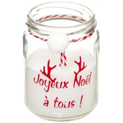 BOUGIE POT POMPON D.7X9CM 120G ROUGE BLANC