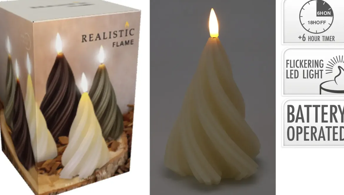 BOUGIE SAPIN BLANC TORSADE D.13CM
