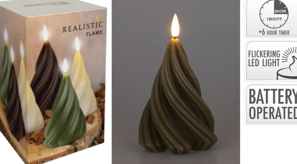 BOUGIE SAPIN VERT TORSADE D.13CM