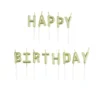 BOUGIES LETTRES HAPPY BIRTHDAY ET PIC PLASTIQUE H.3CM OR