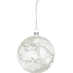 BOULE AVEC BRANCHES DOREES 8CM