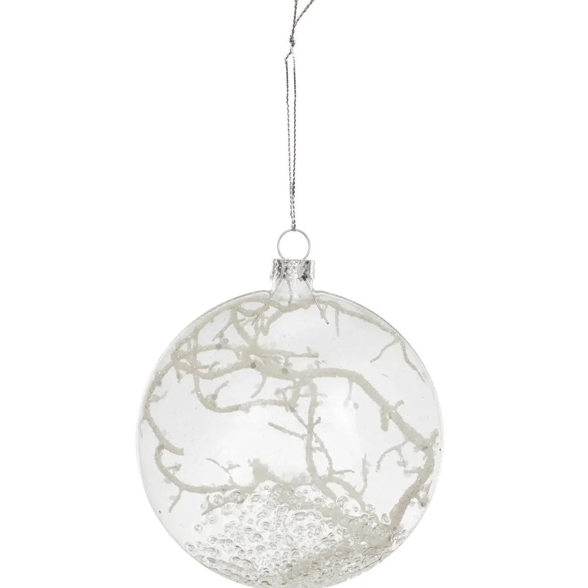 BOULE AVEC BRANCHES DOREES 8CM