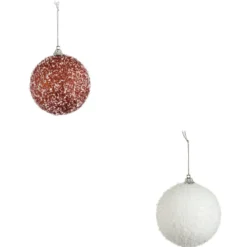 BOULE DE NOEL FLOQUEE 8CM