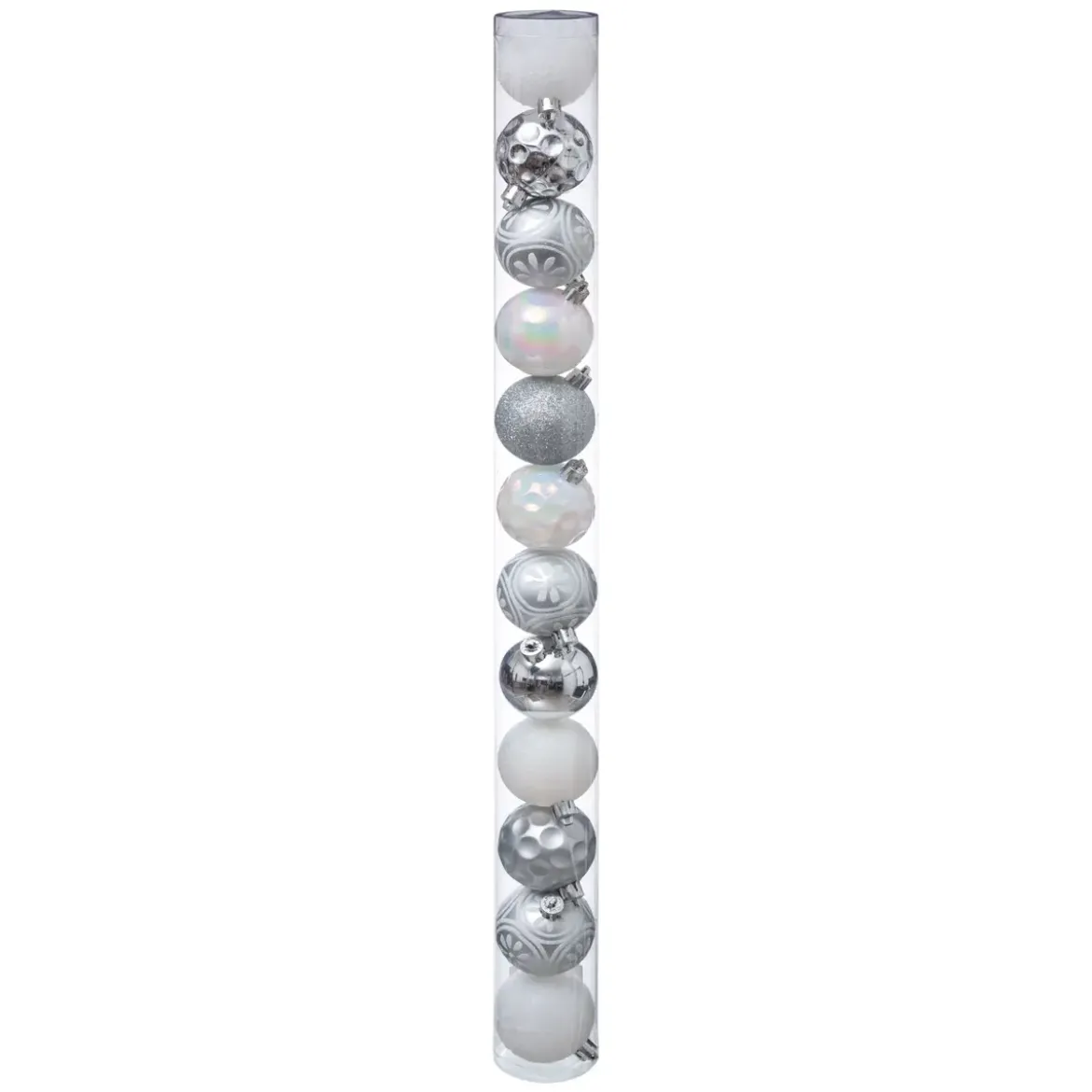 BOULE DE NOEL 60MM X12 PIECES NEIGE ARGENT BLANC
