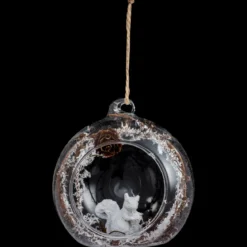 BOULE DE NOEL OUVERTE VERRE AVEC ECUREUIL 8CM