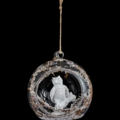 BOULE DE NOEL OUVERTE VERRE AVEC ECUREUIL 8CM