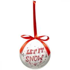 BOULE DE NOEL PAPIER IMPRIME 7.5CM BLANC ET VINTAGE