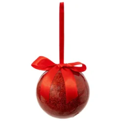 BOULE DE NOEL PAPIER UNIE ROUGE 9CM